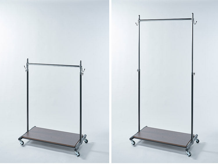 頑丈ハンガーラック 幅90cm シングル キャスター付き 下棚収納 高さ伸長可 スチール製 ハンガー 衣類収納 コート掛け パイプハンガー(代引不可)