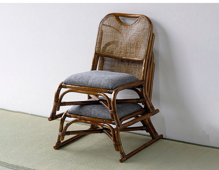 天然籐 和座敷チェア 2脚セット スタッキング可能 ラタン チェア 高座椅子 座椅子 スタッキングチェア 会席 法事 法要 介護 和室 椅子 いす イス(代引不可)