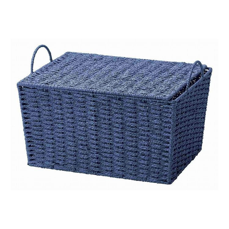 ちどり産業 カラーペーパー 蓋付き かご ふた付き ネイビー(代引不可)