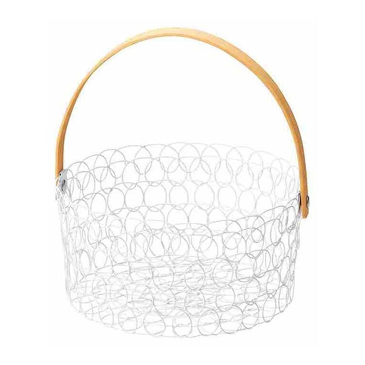 ちどり産業 ワイヤーバスケット手付き かご おしゃれ ホワイト(代引不可)