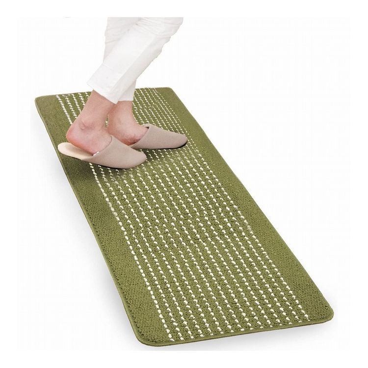 オカ 優踏生 洗いやすいキッチンマット 45×120cm グリーン(代引不可)