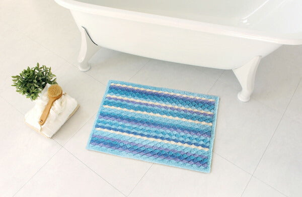 オカ 乾度良好 抗カビプラス バスマット 50×70cm ブルー 裏面抗カビ加工でいつでもキレイ!(代引不可)