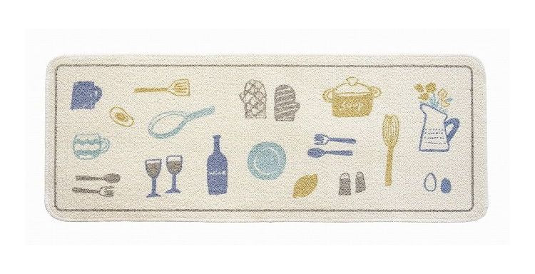 ルックス キッチンマット 45×120cm ビストロ(ブルー)日本製 台所 フローリング 汚れ防止 汚れを防ぐ(代引不可)