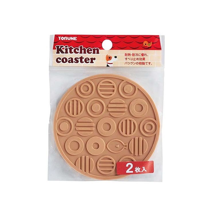 【5個セット】 トルネ シリコンコースター ドット&フィッシュ ベージュ 2枚入 COS‐43 耐熱・耐冷に優れ、滑り止め効果あり(代引不可)