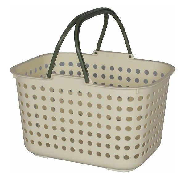 【3個セット】平和工業 ドットバスケット 浅型 クリーム