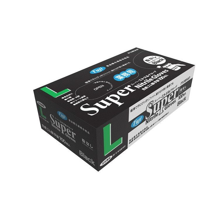 フジナップ スーパーニトリルグローブ 粉なし ブラック L 100枚入 36773 使い捨て 手袋(代引不可)