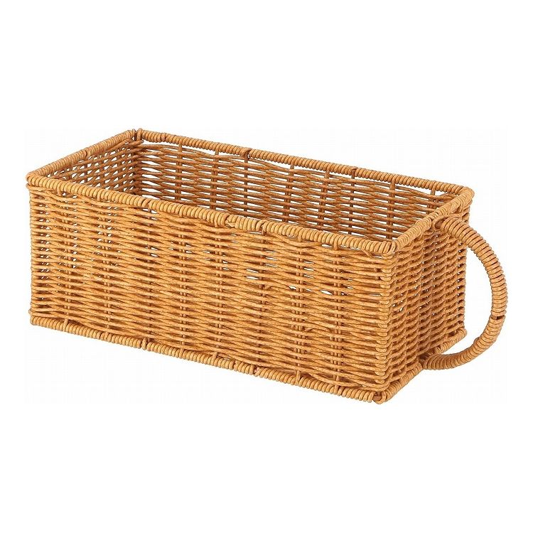 不二貿易 洗えるバスケット ハンドル付 ナチュラル 27874収納 籠 かご 篭 食洗機可能 フェイクラタン インテリア(代引不可)