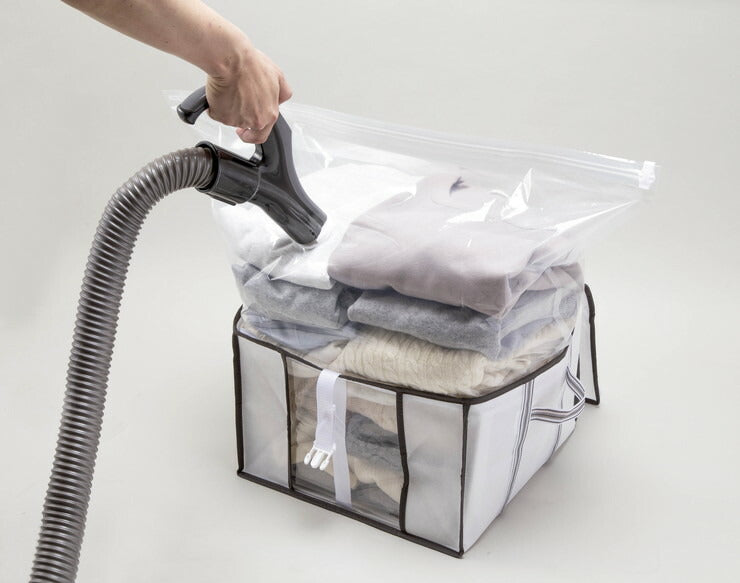 衣類圧縮袋 収納ボックス 一体型 入れやすい 一体型圧縮ハードBOX 衣類 圧縮 服 収納 ケース ハードタイプ 棚上 アール AH-001-Z(代引不可)