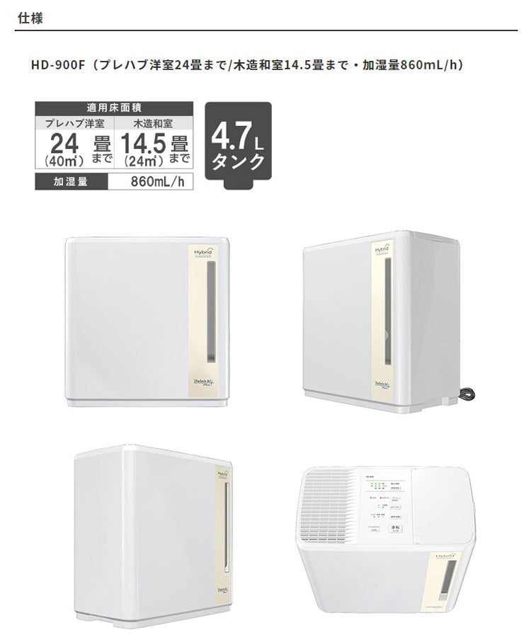 ダイニチ ハイブリッド式加湿器 HD-900F-W プレハブ洋室24畳まで 木造和室14.5畳まで HDシリーズ ホワイト(代引不可)
