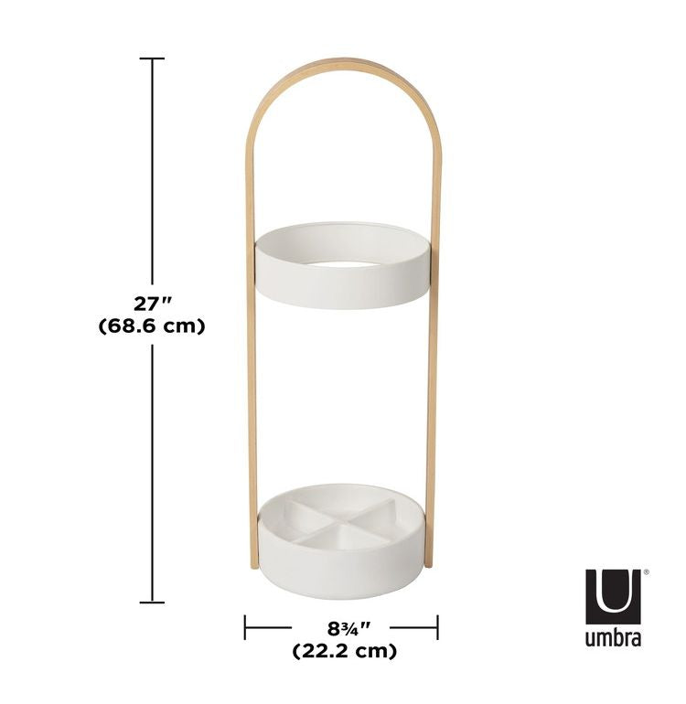 Umbra ハブ アンブレラスタンド ホワイト×ナチュラル 傘立て 折りたたみ傘も収納可 2320240668(代引不可)