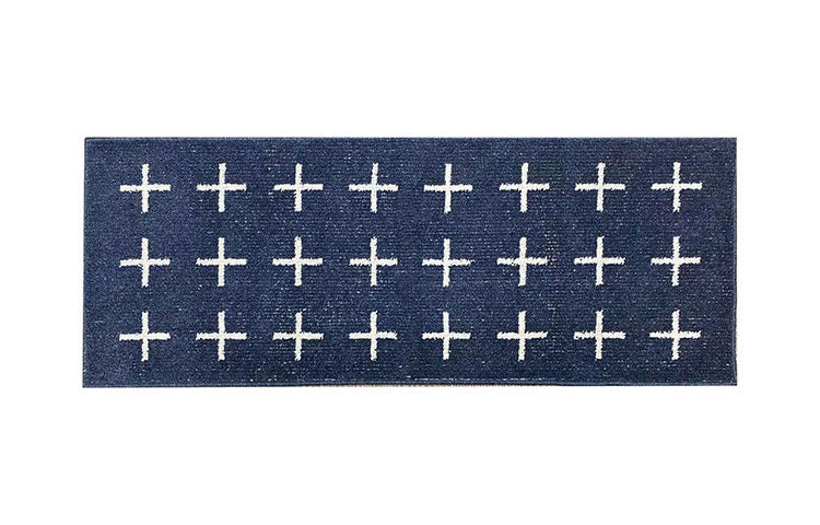 オカトー ナチュラルキッチンマット 45x120 ネイビー 北欧風 洗える 滑り止め加工 台所マット(代引不可)