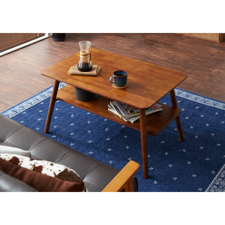 センターテーブル 幅90cm 高さ50cm ローテーブル アカシア テーブル 折りたたみ 棚板付き 折れ脚 木製 木目 サイドテーブル 収納 家具 コンパクト リビング テレワーク(代引不可)