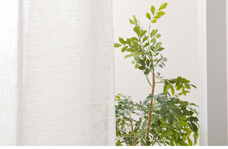 レースカーテン 2枚組 幅100 丈133 176 198 天然素材風 自然風 アイボリー おしゃれ 雰囲気 ウォッシャブル かわいい 一人暮らし 洗濯可能(代引不可)