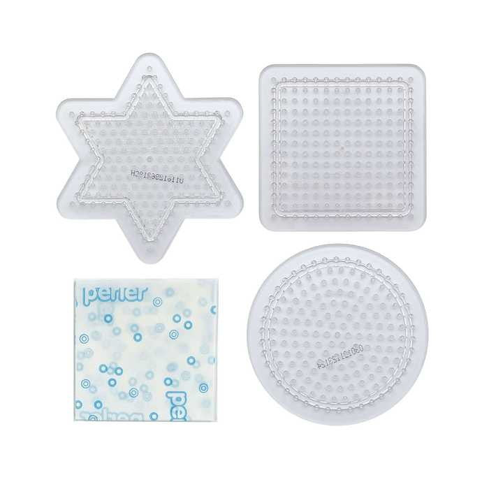 カワダ パーラービーズ プレートセット S 四角形と丸形と星形(透明)(代引不可)