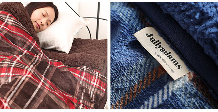 毛布 シングルロング 150×210cm チェック柄 Jullyadams TripleWarm Thinsulate入り ブランケット ジュリーアダムス