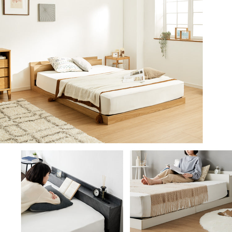 ファミリーベッド フロアベッド ワイドキング280(D+D) ベッド ベッドフレーム 2口コンセント付き 連結ベッド すのこベッド 宮棚 ロータイプベッド フラット式 フレームのみ ローベッド(代引不可)【送料無料】