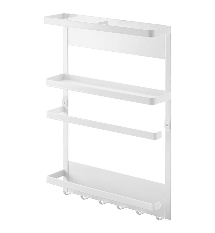 山崎実業 マグネット 冷蔵庫サイドラック プレート Plate ホワイト キッチンペーパー ラップ ホルダー フック 冷蔵庫 磁石 収納