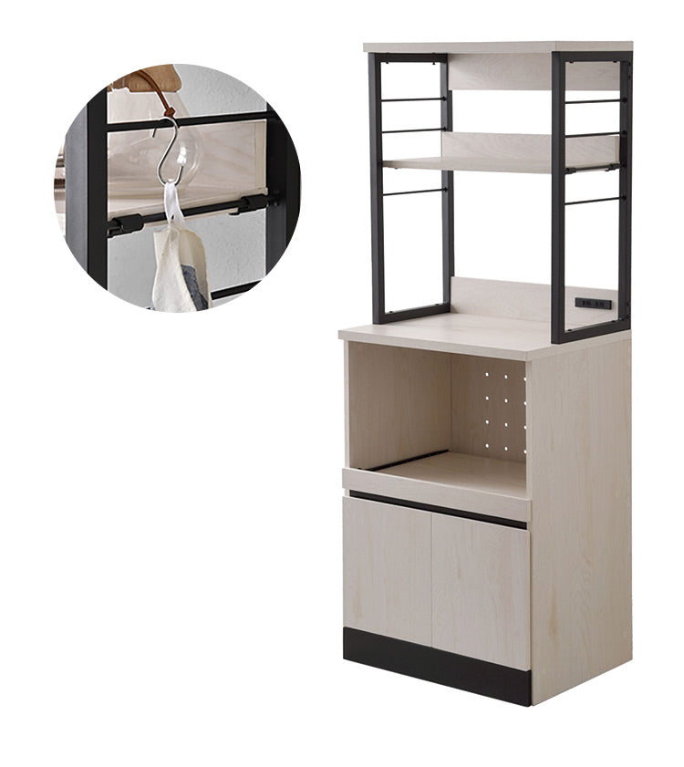 レンジ台 食器棚 約幅60cm オープンタイプ スライド棚付き コンセント2個口 レンジラック スリム キッチンボード 台所収納 キッチン収納 キッチン 電子レンジ台 台所(代引不可)