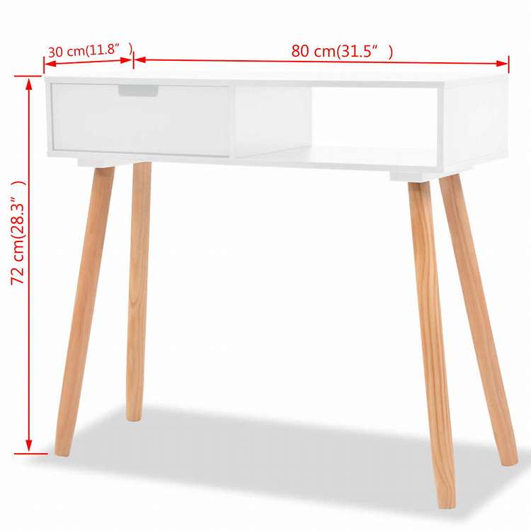 vidaXL コンソールテーブル パイン無垢材 80x30x72cm ホワイト家具 テーブル アクセントテーブル エンドテーブル(代引不可)