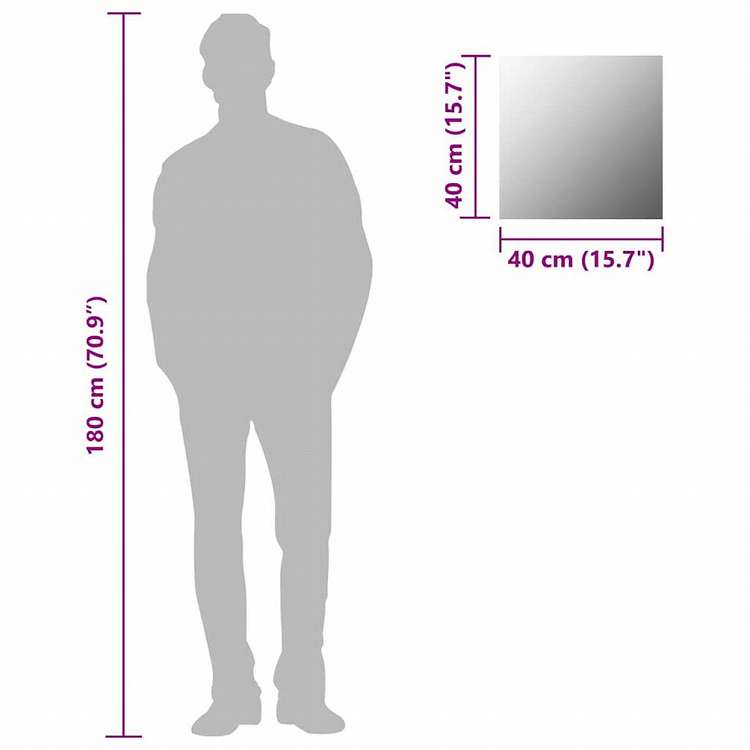 vidaXL ウォールミラー 40x40cm スクエア ガラス製ホーム&ガーデン デコレーション 鏡(代引不可)