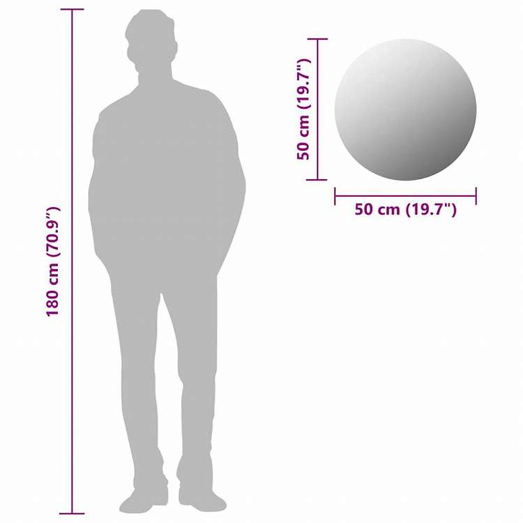 vidaXL ウォールミラー 50cm 丸型 ガラス製ホーム&ガーデン デコレーション 鏡(代引不可)