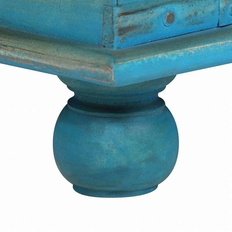 vidaXL 収納チェスト マンゴー無垢材 ブルー 100x40x41cm家具 キャビネット&収納 収納チェスト(代引不可)