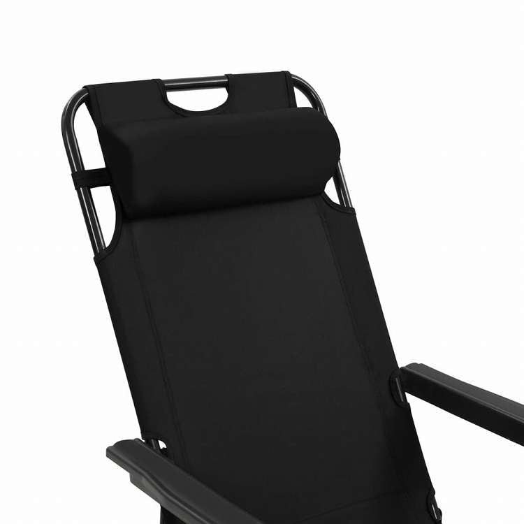 vidaXL 折りたたみサンラウンジャー 2点 スチール ブラック家具 アウトドア家具 屋外椅子 サンラウンジャー(代引不可)