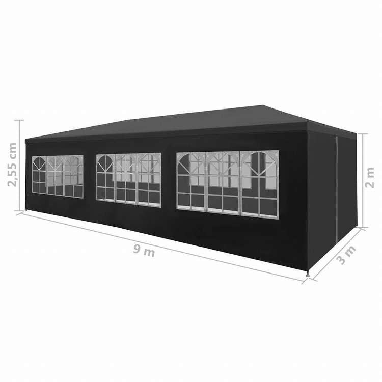 vidaXL パーティーテント 3x9m アントラシートホーム&ガーデン 芝&ガーデン アウトドアリビング アウトドアストラクチャー キャノピー・ガゼボ(代引不可)