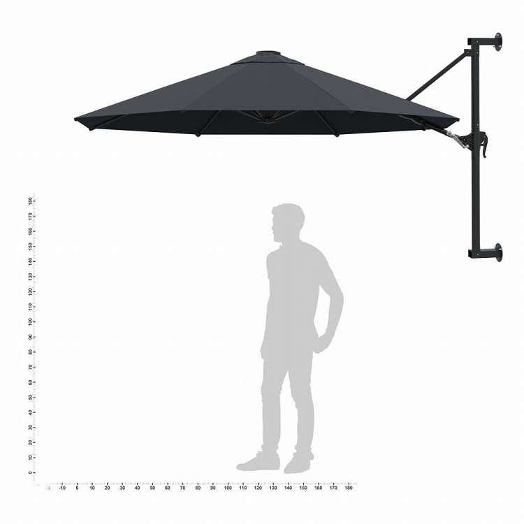 vidaXL 壁面取付け型パラソル 金属ポール付き 300 cm アントラシートホーム&ガーデン 芝&ガーデン アウトドアリビング 屋外用傘・サンシェード(代引不可)