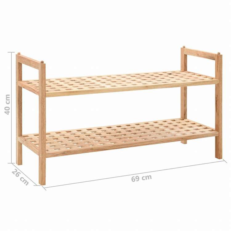 vidaXL シューズラック ウォールナット無垢材 69x26x40cmホーム&ガーデン 家事用品 収納&オーガナイザー 衣類・ワードローブ収納 シューズラック・整理収納(代引不可)