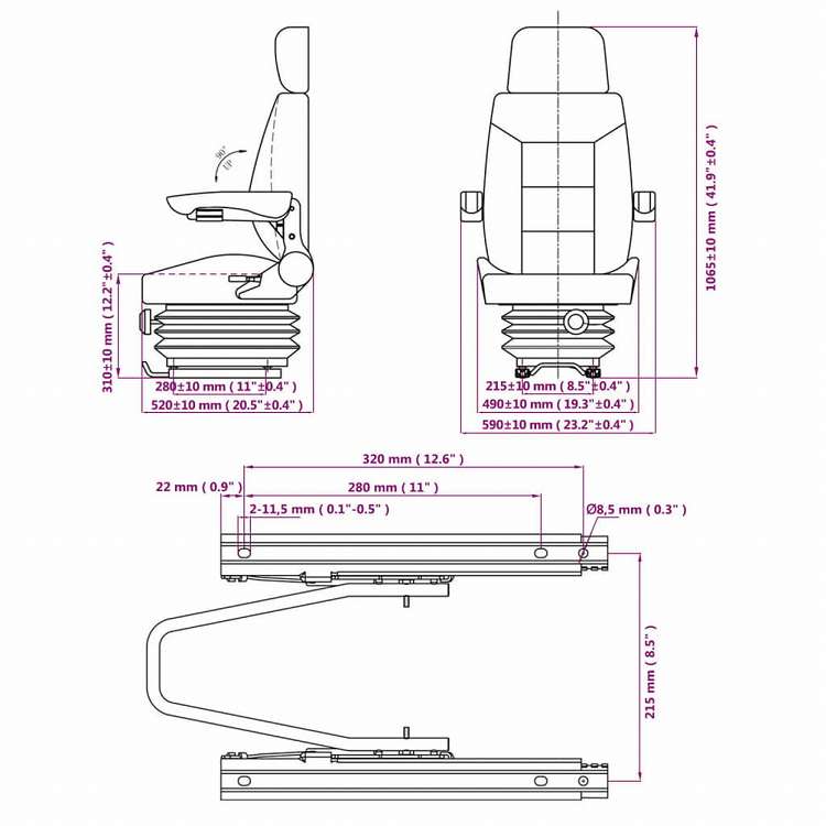vidaXL トラクターシート サスペンション付きホーム&ガーデン 芝&ガーデン 屋外用電源機器アクセサリ トラクター部品・アクセサリ(代引不可)