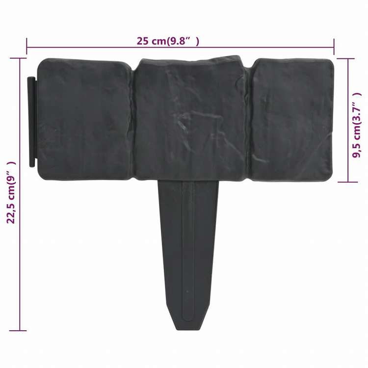 vidaXL ガーデン/芝生フェンス プラスチック製 ストーン調 41点 10mハードウェア フェンス&バリア 庭小道・縁(代引不可)