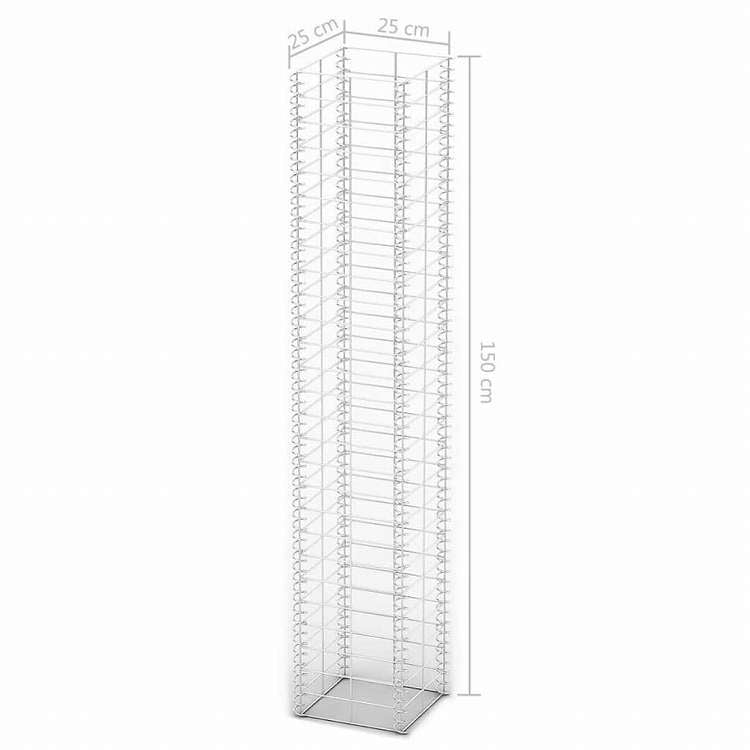 vidaXL ガビオン3点セット 亜鉛メッキ鋼線製 25x25x150cmハードウェア フェンス&バリア フェンスパネル(代引不可)