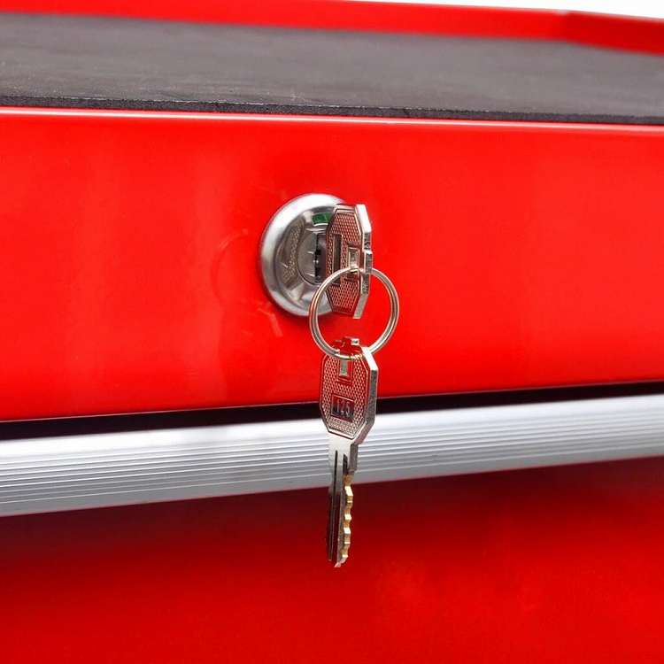 vidaXL ワークショップツールワゴン 7段引き出し 赤ハードウェア ツール ドーリー・ハンドトラック(代引不可)