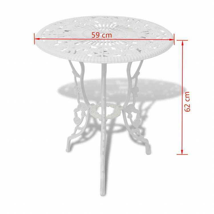 vidaXL ビストロ 3点セット アルミ鋳物 ホワイト家具 アウトドア家具 屋外家具セット(代引不可)