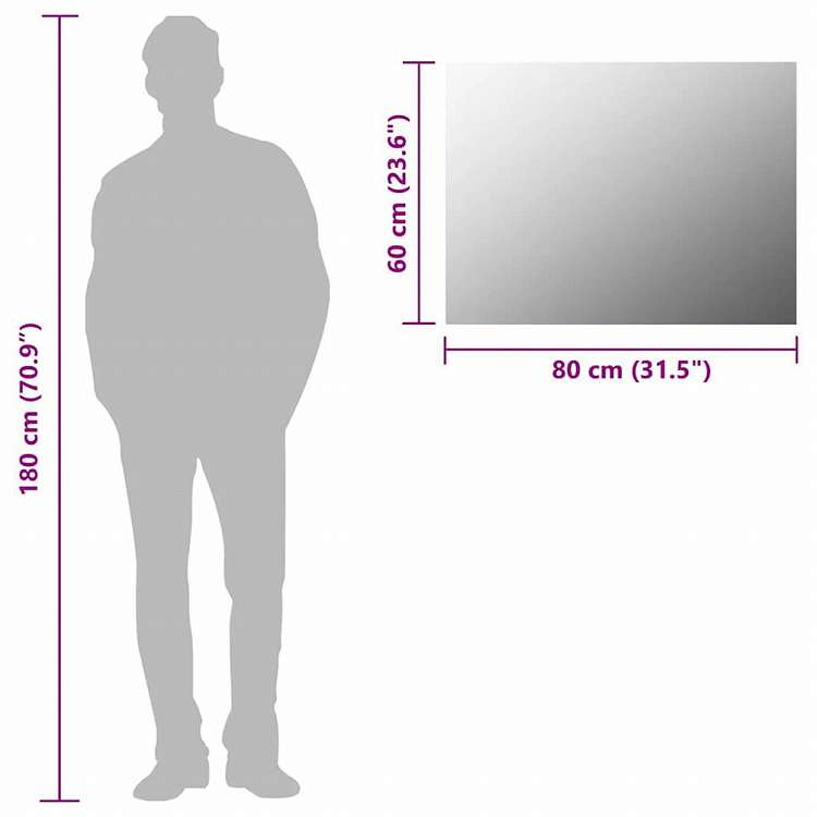 vidaXL フレームレスミラー 80x60cm ガラス製ホーム&ガーデン デコレーション 鏡(代引不可)