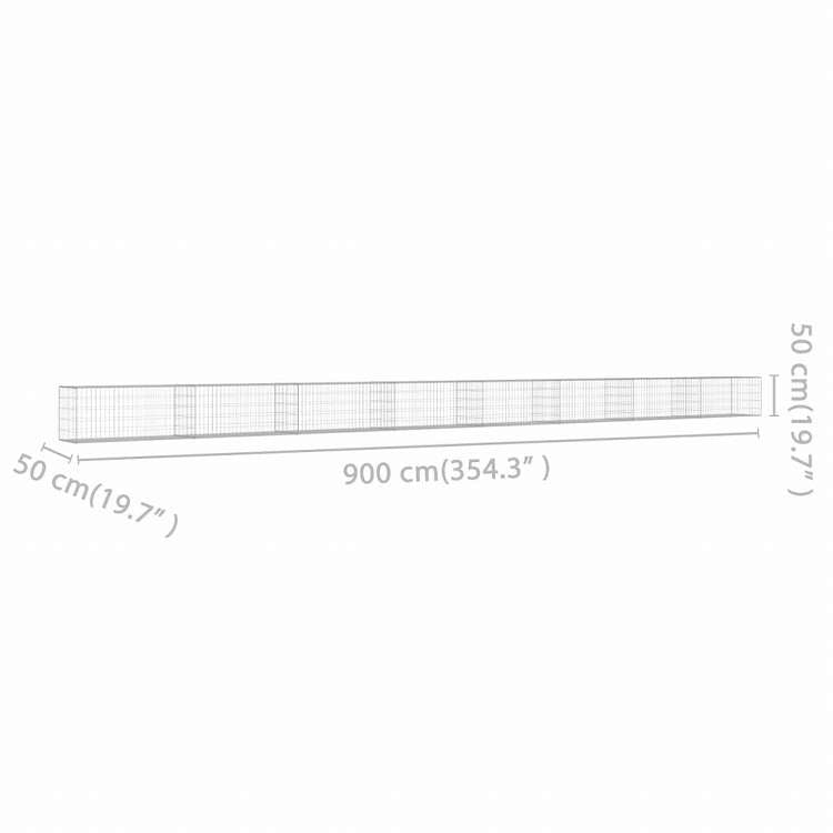 vidaXL ガビオンウォール カバー付き 亜鉛メッキ鋼製 900x50x50cmハードウェア フェンス&バリア フェンスパネル(代引不可)