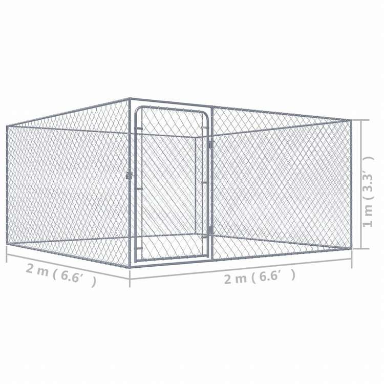 vidaXL 屋外用犬小屋 亜鉛メッキ鋼製 2x2x1mAnimals & Pet Supplies ペット用品 犬用品 犬小屋・ドッグラン(代引不可)
