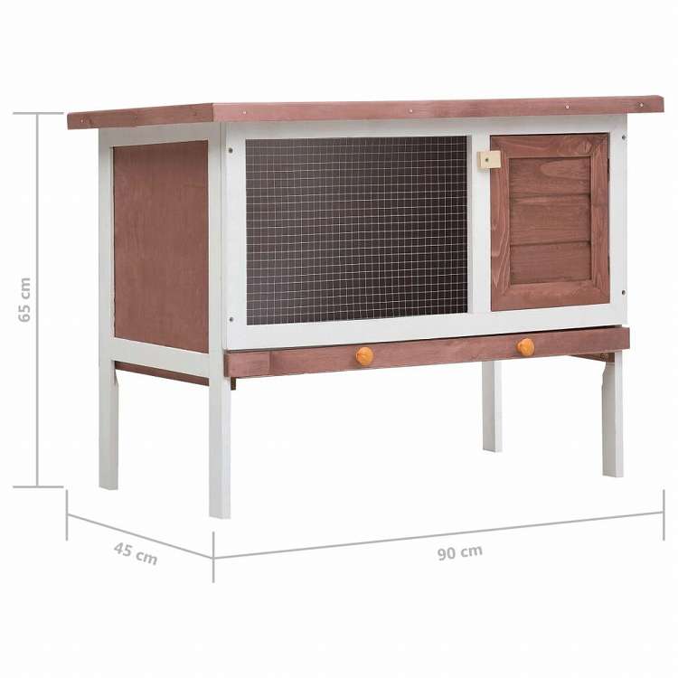 vidaXL 屋外うさぎ小屋 1層タイプ ブラウン 木製動物&ペット用品 ペット用品 小動物用品 小動物 飼育・ケージ(代引不可)