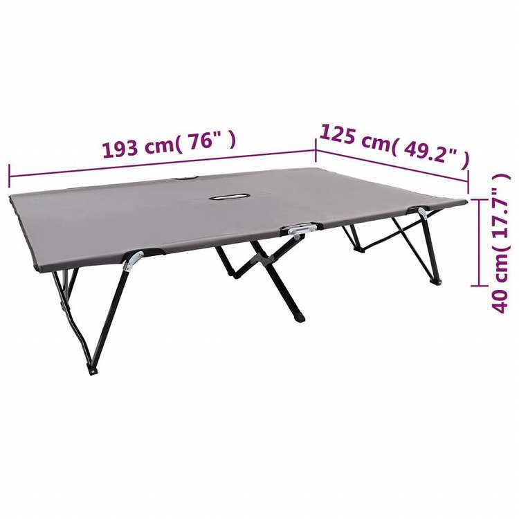 vidaXL 折りたたみサンラウンジャー 2人用 グレー スチール製家具 アウトドア家具 屋外椅子 サンラウンジャー(代引不可)