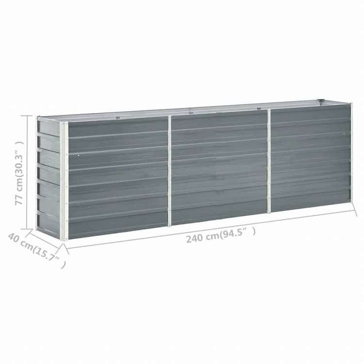 vidaXL ガーデンレイズドベッド 240x40x77cm 亜鉛メッキ鋼 グレーホーム&ガーデン 芝&ガーデン ガーデニング 鉢植え・プランター(代引不可)