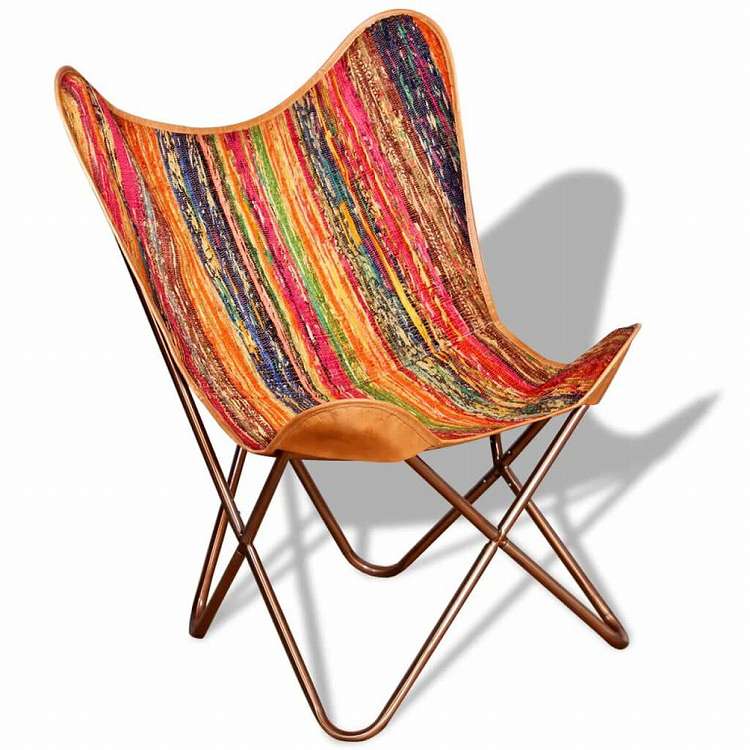 vidaXL バタフライチェア 4点セット マルチカラー チンディ 布張り家具 チェア アームチェア・リクライニングチェア・スリーピングチェア(代引不可)