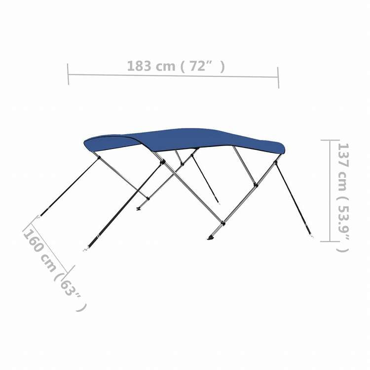 vidaXL ビミニトップ ステー3本タイプ ブルー 183x160x137cm自動車&部品 自動車部品&アクセサリー 車両メンテナンス・ケア・装飾 自動車用カバー ストレージ・ボディカバー ボート用ストレージカバー(代引不可)