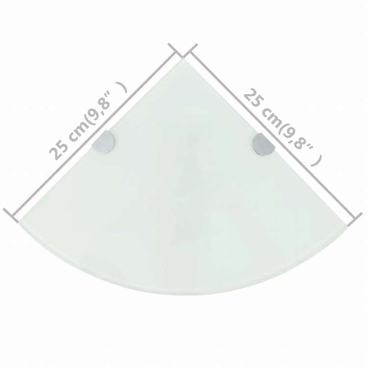 vidaXL コーナーシェルフ 2点 クロームサポート付き ガラス ホワイト 25x25 cm家具 棚 壁面収納棚・壁面ラック(代引不可)