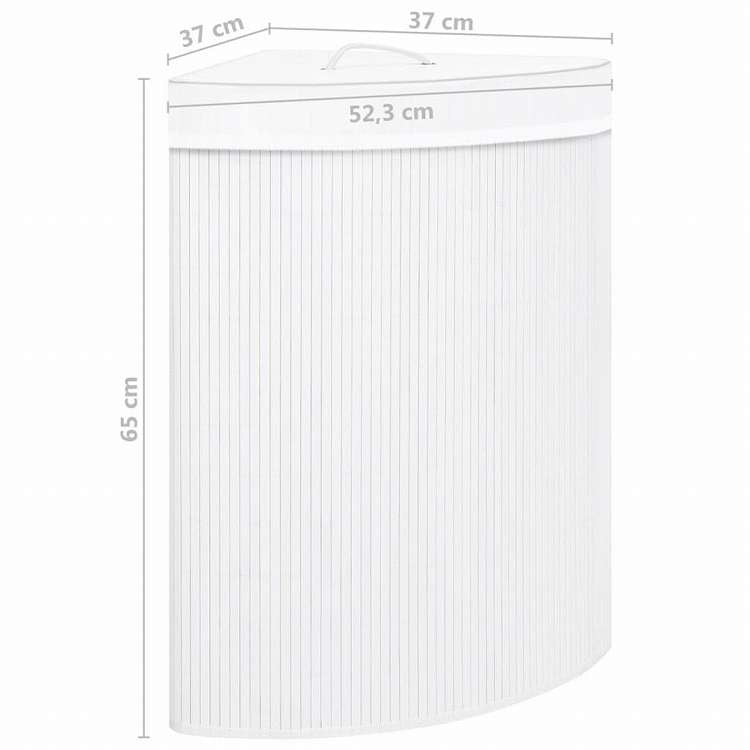 vidaXL コーナーランドリーバスケット 竹製 ホワイト 60Lホーム&ガーデン 家事用品 ランドリー用品 洗濯かご(代引不可)