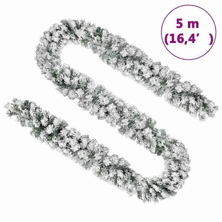 vidaXL クリスマスリース 雪付き グリーン 5m PVC製ホーム&ガーデン デコレーション シーズン&ホリデーデコレーション ホリデーオーナメント(代引不可)