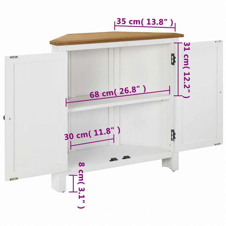 vidaXL コーナーキャビネット 80x33.5x78cm オーク無垢材家具 キャビネット&収納 収納キャビネット・ロッカー(代引不可)