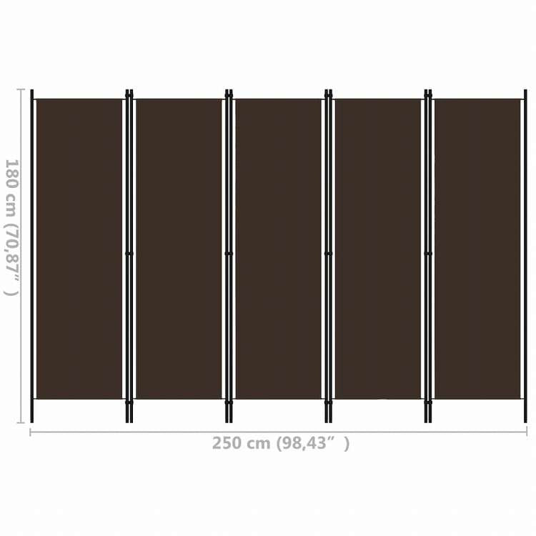 vidaXL 間仕切り パネル5枚 ブラウン 250x180cm家具 間仕切り(代引不可)