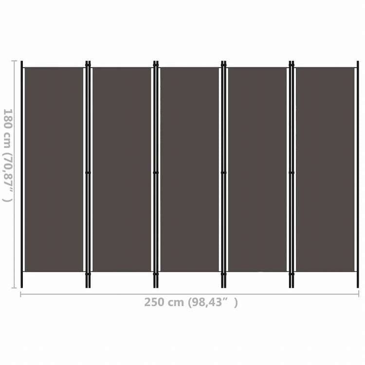 vidaXL 間仕切り パネル5枚 アントラシート 250x180cm家具 間仕切り(代引不可)