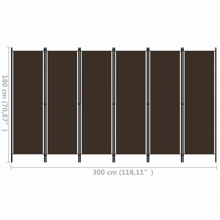 vidaXL 間仕切り 6枚パネル ブラウン 300x180cm家具 間仕切り(代引不可)
